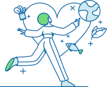 Type 1 Reformer person looking at huge heart with the world on it