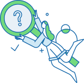 Type 5 Investigator person gently pusruing large token with question mark on it