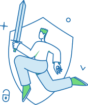 Type 6 Loyalist person holding sword infront of large shield